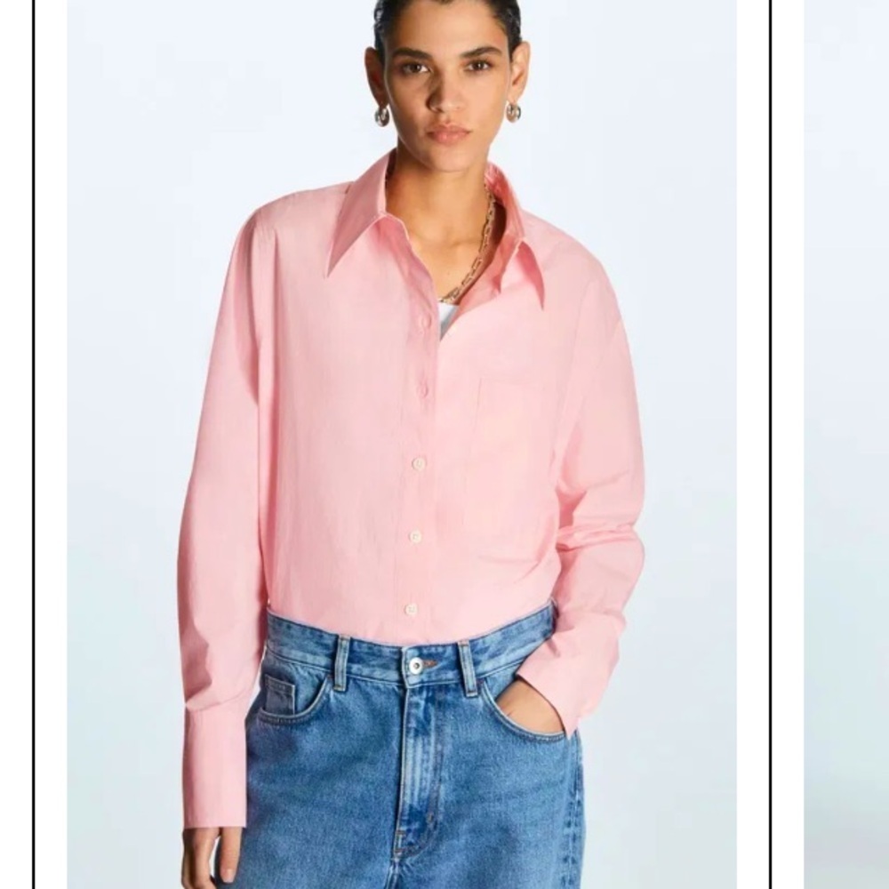 COS Oversized Long-Sleeve button front Shirt pink size 4 fits up to XL